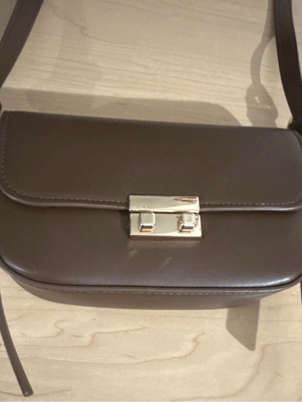 H&M Brown Shoulder Bag with Gold-Tone Clasp
